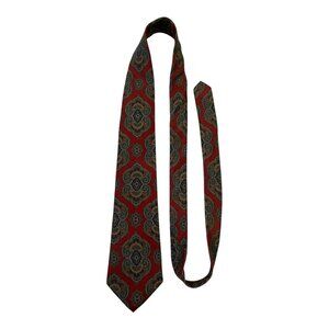 VTG Rohde Royce Paisley Silk Tie – 100% Italian Silk – Burgundy Blue Gold – 54"